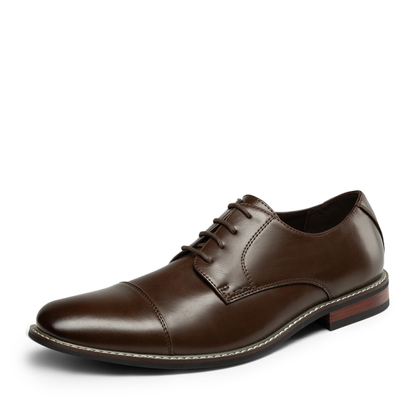 Men's Cap-Toe Oxford Formal Shoes - DARK BROWN -  0