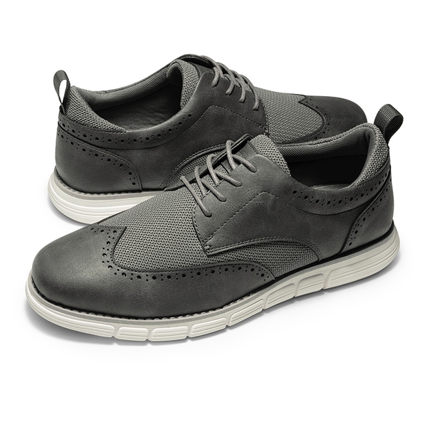 [CrossFlex CrestEase] Men's Smart Casual Wingtip Shoes - GREY - 1