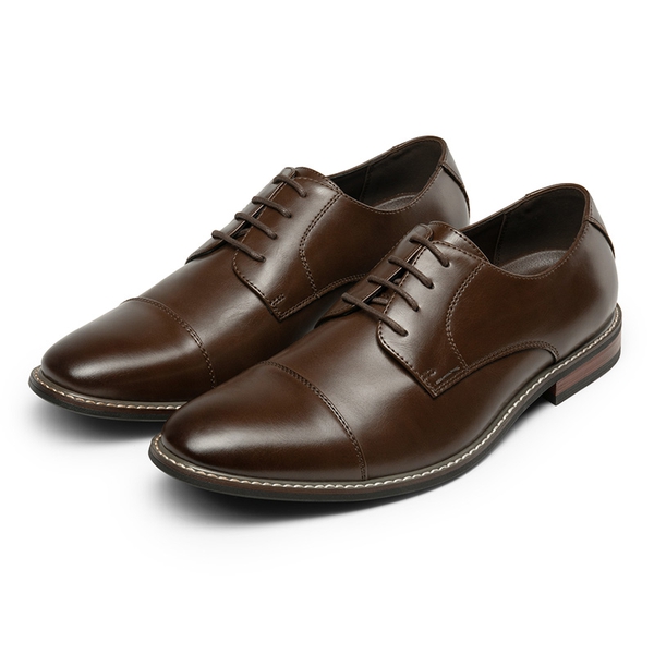 Men's Cap-Toe Oxford Formal Shoes - DARK BROWN - 2