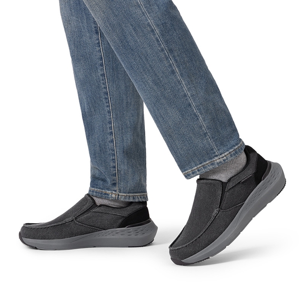 Men's Slip-On Canvas Loafers - BLACK - 6