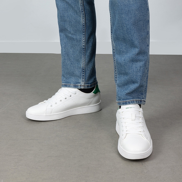 Men's Low-Top Minimalist Sneakers - WHITE/GREEN - 7