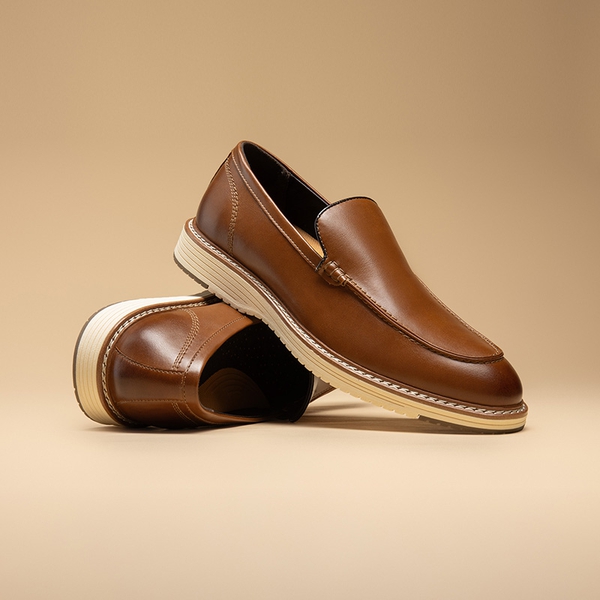 Men's Moc-Toe Slip On Loafers - BROWN - 6