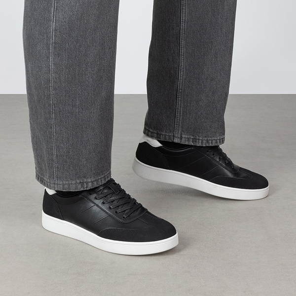 Men's Two-Tone Low Profile Sneakers - BLACK - 7