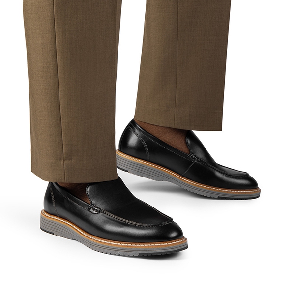 Men's Moc-Toe Slip On Loafers - BLACK/GREY - 5
