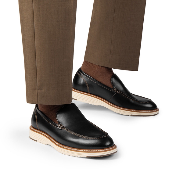 Men's Moc-Toe Slip On Loafers - BLACK - 5