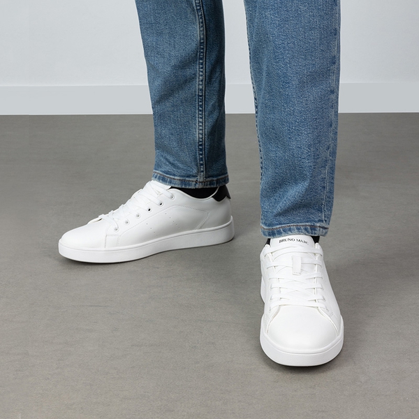Men's Low-Top Minimalist Sneakers - WHITE/BLACK - 7