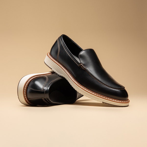 Men's Moc-Toe Slip On Loafers - BLACK - 6