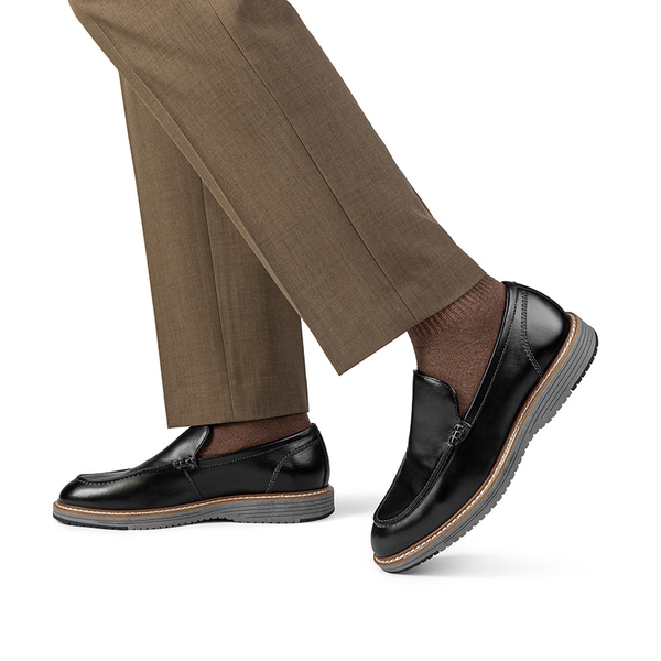 Men's Moc-Toe Slip On Loafers - BLACK/GREY - 4