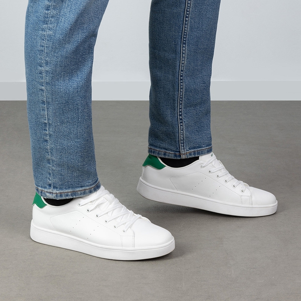 Men's Low-Top Minimalist Sneakers - WHITE/GREEN - 6