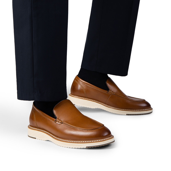 Men's Moc-Toe Slip On Loafers - BROWN - 5