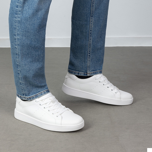Men's Low-Top Minimalist Sneakers - WHITE - 6