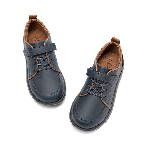 Boys' Velcro Leather Sneakers - NAVY - 1