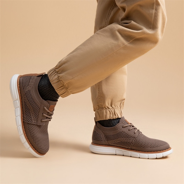 Boys' Knitted Oxford Sneakers - BROWN - 5