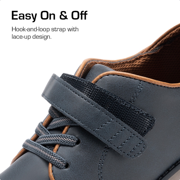 Boys' Velcro Leather Sneakers - NAVY - 2