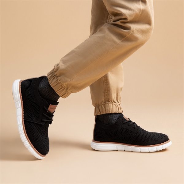 Boys' Knitted Oxford Sneakers - BLACK - 5