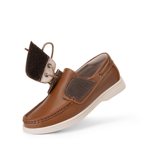Boys' Lace-Up Boat Loafers - BROWN - 4