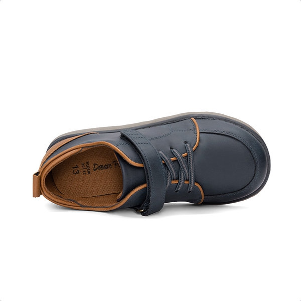 Boys' Velcro Leather Sneakers - NAVY - 5