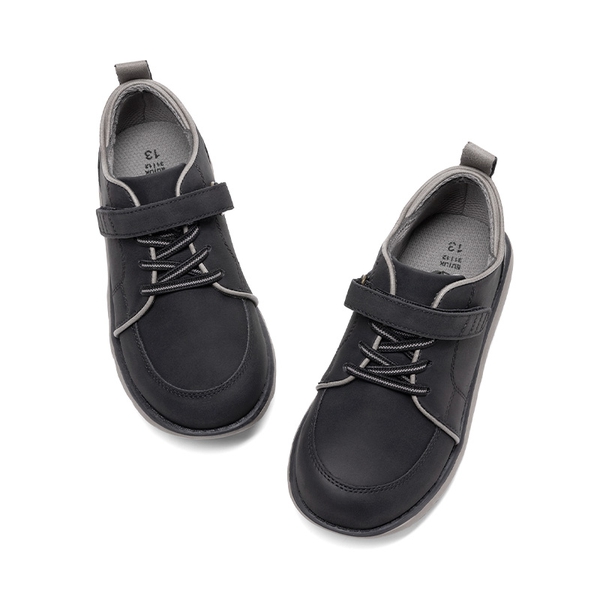 Boys' Velcro Leather Sneakers - BLACK - 2