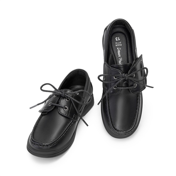 Boys' Lace-Up Boat Loafers - ALL BLACK - 2