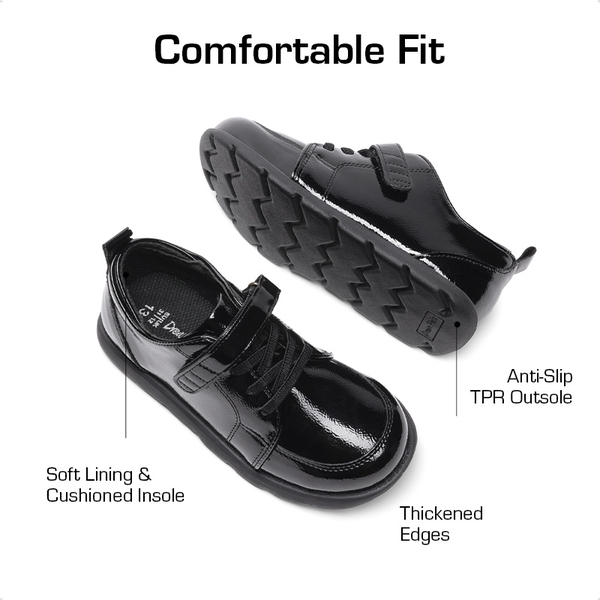 Boys' Velcro Leather Sneakers - ALL BLACK - 1