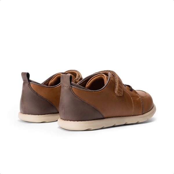 Boys' Velcro Leather Sneakers - BROWN - 1