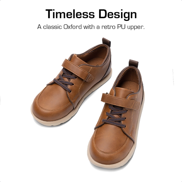 Boys' Velcro Leather Sneakers - BROWN - 5