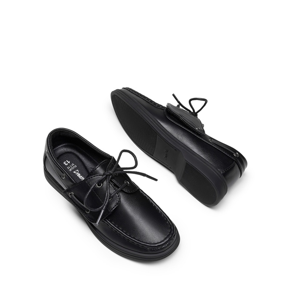 Boys' Lace-Up Boat Loafers - ALL BLACK - 1