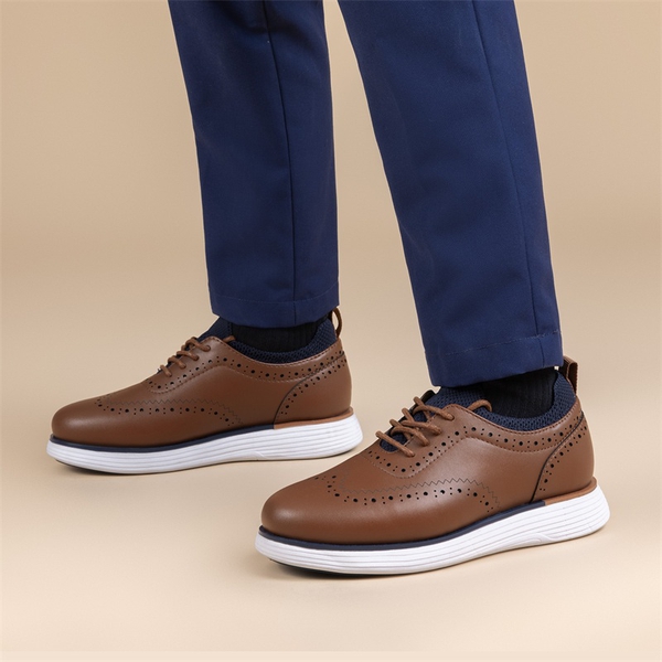 Boys' Oxford Dress Sneakers - BROWN - 5