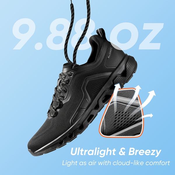 Men's Cushioned Walking Sneakers - ALL BLACK - 1
