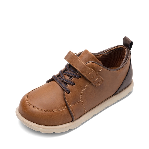 Boys' Velcro Leather Sneakers - BROWN -  0