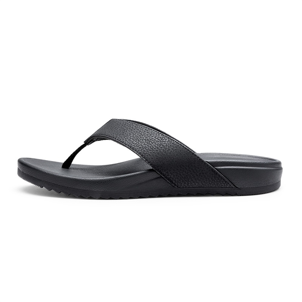 Men's PU Leather Flip Flops - BLACK - 1