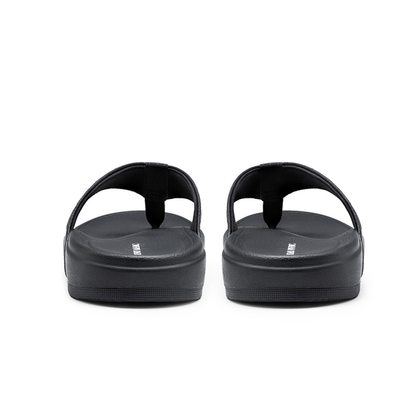Men's PU Leather Flip Flops - BLACK - 4