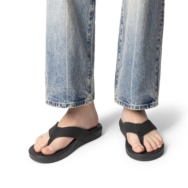 Men's PU Leather Flip Flops - BLACK - 5