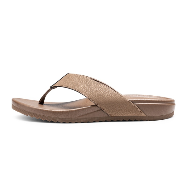Men's PU Leather Flip Flops - BROWN - 1
