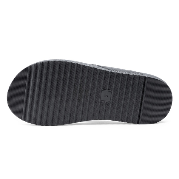 Men's PU Leather Flip Flops - BLACK - 3