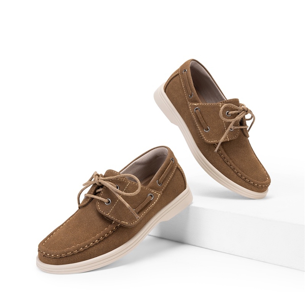 Boys' Lace-Up Boat Loafers - CAMEL - 3
