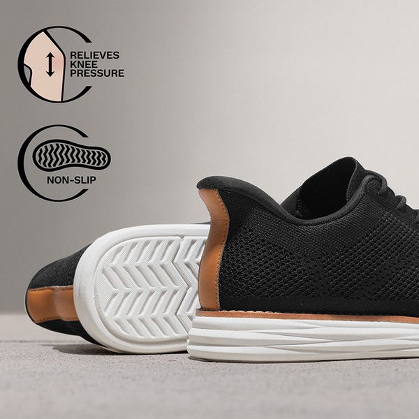 [EZFlex GlideLite] Men's Comfortable Breeze Walking Shoes - BLACK - 6