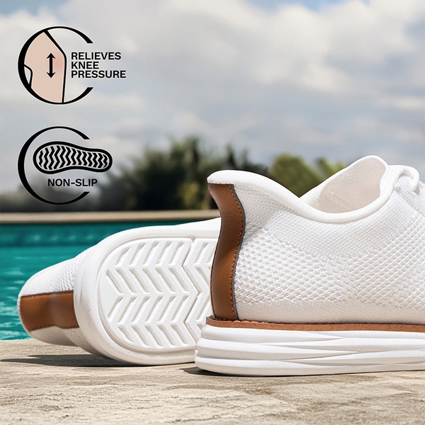 [EZFlex GlideLite] Men's Comfortable Breeze Walking Shoes - WHITE - 6