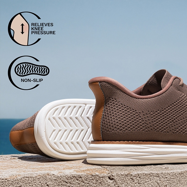 [EZFlex GlideLite] Men's Comfortable Breeze Walking Shoes - LIGHT BROWN - 6