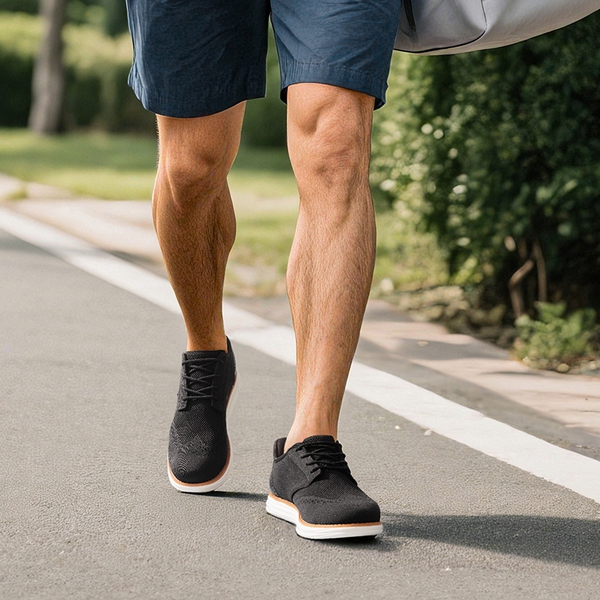 Men’s Breathable Knitted Oxford Sneakers - BLACK - 4