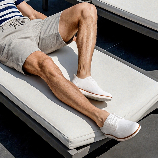 Men’s Breathable Knitted Oxford Sneakers - WHITE - 4