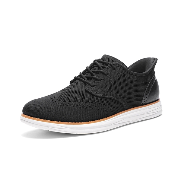 Men’s Breathable Knitted Oxford Sneakers - BLACK -  0