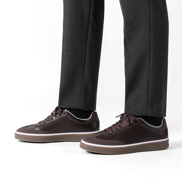 Men’s Classic Cushioned Dress Sneakers - DARK BROWN - 4