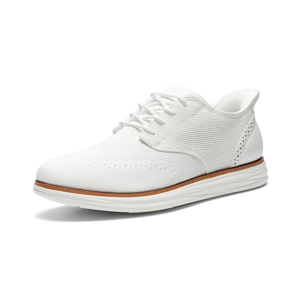 Men’s Breathable Knitted Oxford Sneakers - WHITE -  0