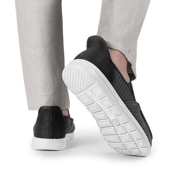 Men’s Casual Breathable Slip-On Loafers - BLACK - 6