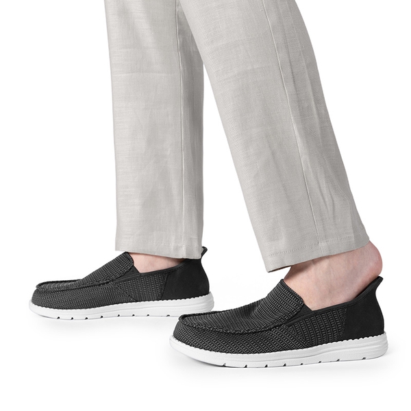 Men’s Casual Breathable Slip-On Loafers - BLACK - 4