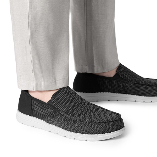 Men’s Casual Breathable Slip-On Loafers - BLACK - 5