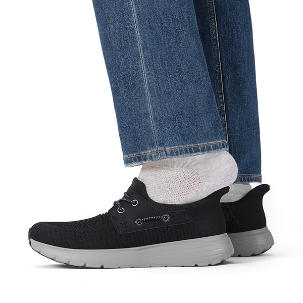 Men’s Breathable Knit Slip-On Sneakers - BLACK - 7