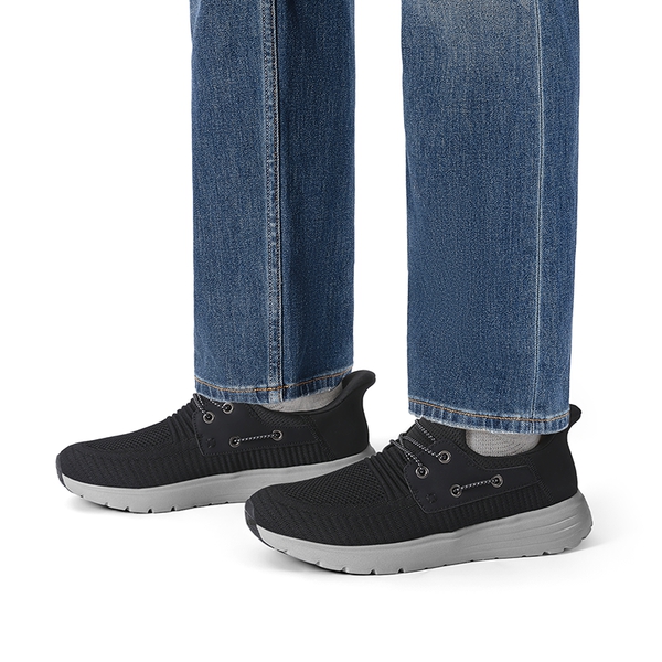 Men’s Breathable Knit Slip-On Sneakers - BLACK - 4