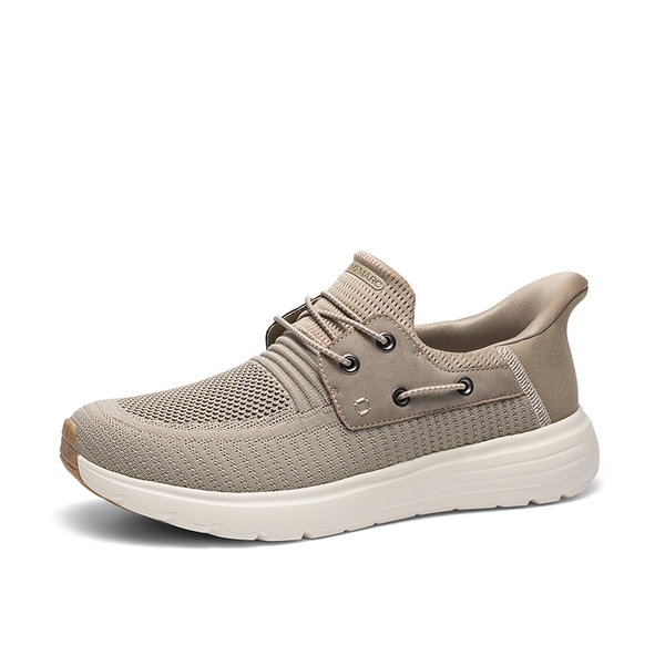 Men’s Breathable Knit Slip-On Sneakers - KHAKI -  0